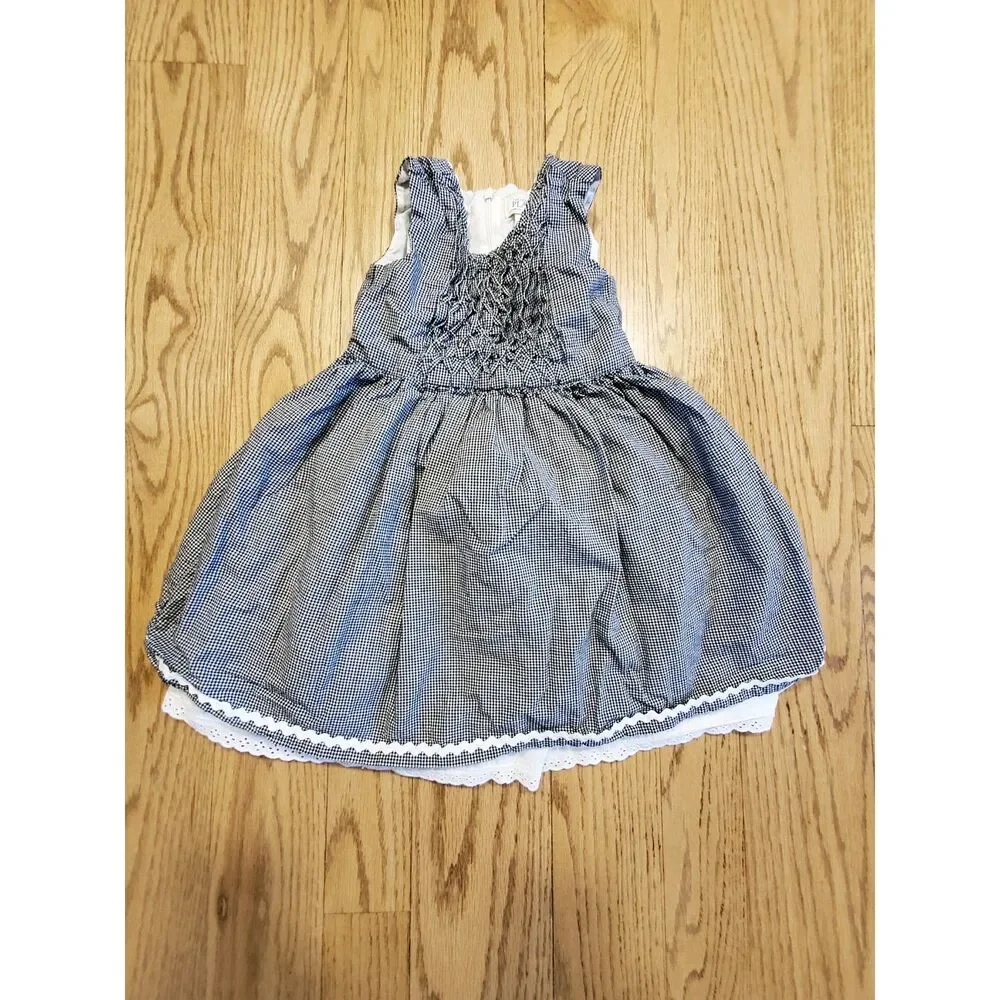 The Children's Place 4T Dress Black White Gingham Check Plaid Cottage EUC